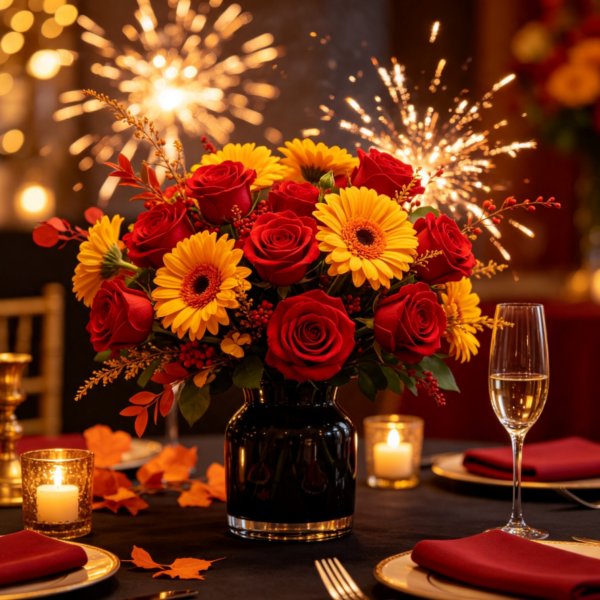 Red Roses & Yellow Gerbera Daisies · Dance of Fireworks