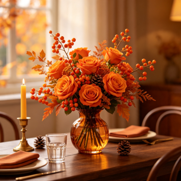 Orange Roses & Hypericum Berries · Autumn Harvest
