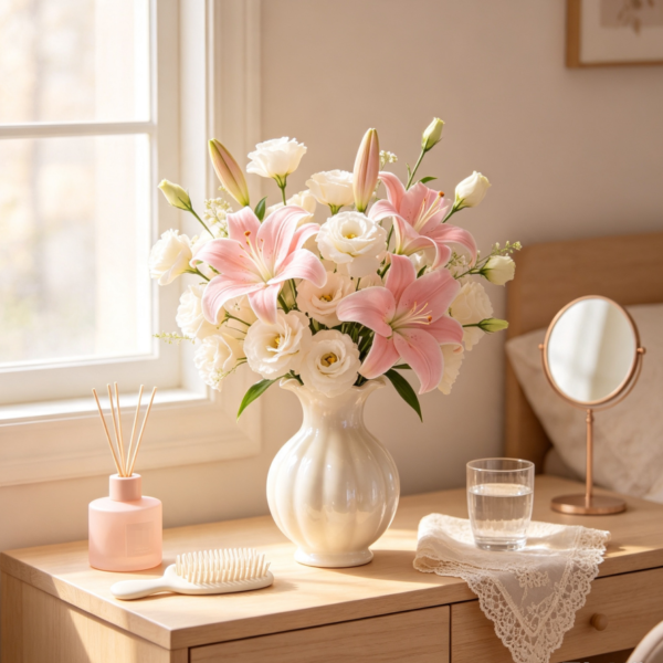 Pink Lilies & White Lisianthus · Soft-Focus Glow