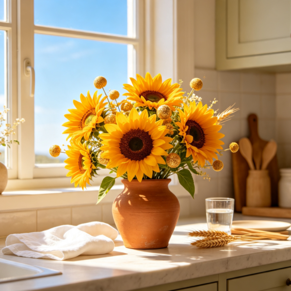 Sunflowers & Craspedia · Radiant Clear Sky