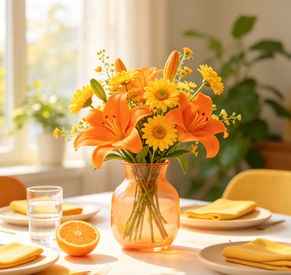 Orange Lilies & Yellow Daisies · Citrus Grove