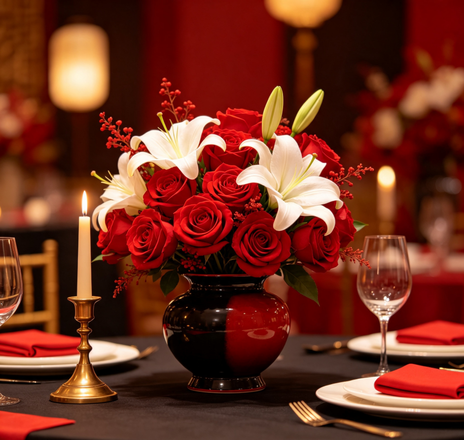 Red Roses & White Lilies · Crimson & White Elegance