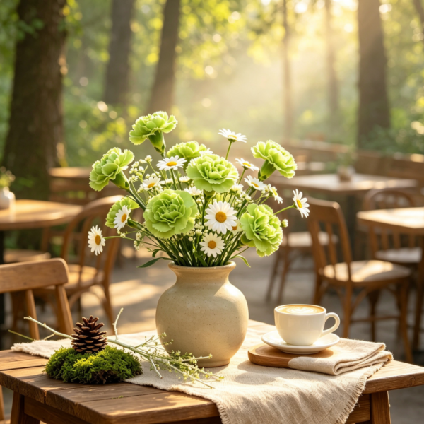 Green Carnations & White Daisies · Forest Path