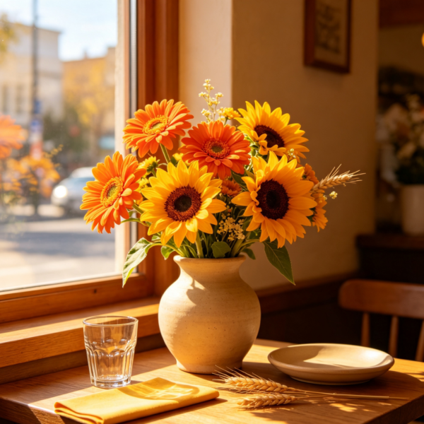 Orange Gerbera Daisies & Yellow Sunflowers · Amber Moments
