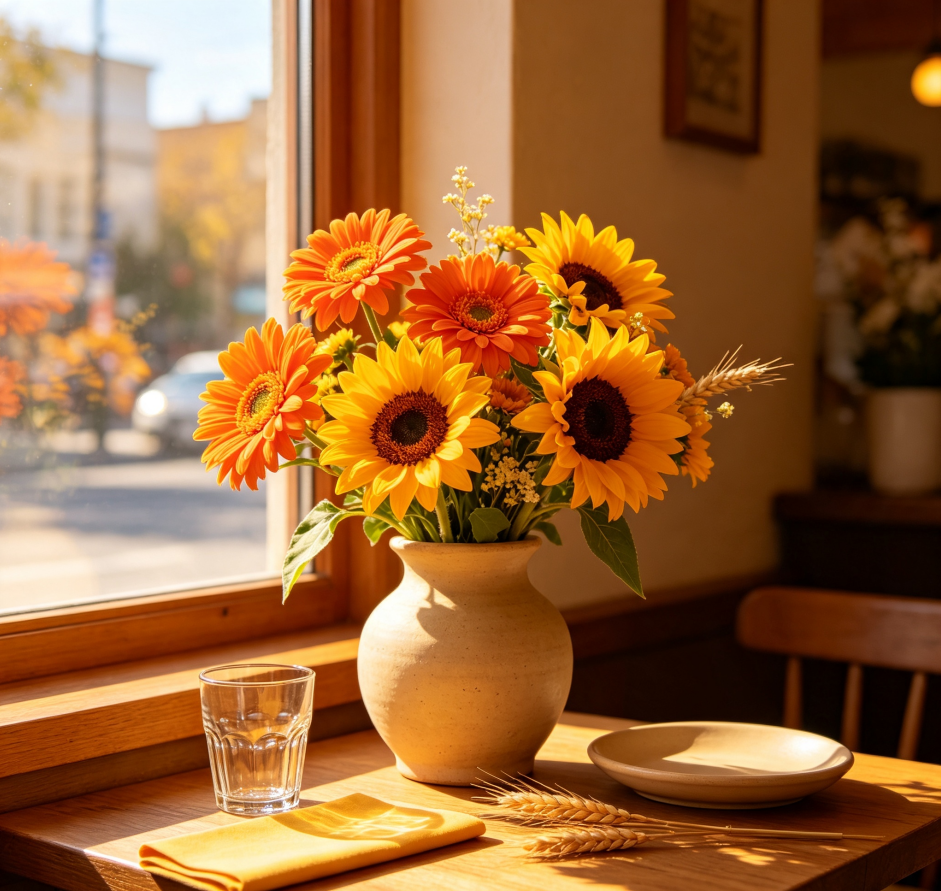 Orange Gerbera Daisies & Yellow Sunflowers · Amber Moments